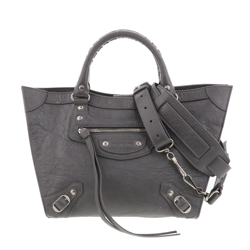 BALENCIAGA Neoclassic Upside Down Tote Bag Lambskin Gray